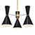 CAIRO 3-Arm Black Chandelier 3D model small image 1