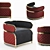 Elegant Opera Velvet Armchair 3D model small image 1