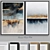 Abstract Black & Gold Framed Print Set 3D model small image 1