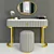 Glam Vanity Set: Drawer Mirror & Leather Stool 3D model small image 1
