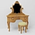 Elegant Oak Dressing Table with Stool 3D model small image 5