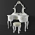 Elegant Oak Dressing Table with Stool 3D model small image 6