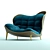 Art Deco Velvet Chaise Lounge 3D model small image 1