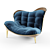 Art Deco Velvet Chaise Lounge 3D model small image 8