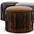 Boho Wisteria Suede Round Ottoman 3D model small image 2