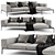 Flexform Lifesteel Chaise Longue Sofa 3D model small image 1