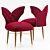 Elegant Luna Red Velvet Chair 3D model small image 1