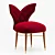 Elegant Luna Red Velvet Chair 3D model small image 2