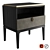 Glamour Bedside Table in Shagreen Leather & Brass 3D model small image 1