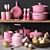 Pretty in Pink: Le Creuset Decor Set 3D model small image 1