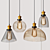 Polished Steel Glass Pendant Lamp 3D model small image 1