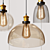 Polished Steel Glass Pendant Lamp 3D model small image 4