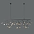 Modern Black Petal LED Chandelier 3D model small image 1