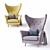 Luxurious Wing Lounge Armchair 3D model small image 1