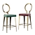 Modern Steel Barstool with Exposed Backrest 3D model small image 2