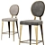 Modern Steel Barstool with Exposed Backrest 3D model small image 4