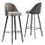 Modern Nubuck Barstool with Gloss Varnish Frame 3D model small image 1