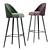 Modern Nubuck Barstool with Gloss Varnish Frame 3D model small image 2