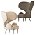 Exquisite Wingback Leather Chair 3D model small image 5