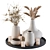 Elegant Vases & Dried Blooms 3D model small image 1