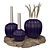 Elegant Vase Trio with Pampass Plant 3D model small image 1