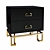 Black Glass Bedside Table with Drawers 3D model small image 1