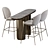 Elegant Gabriel Oval Table & Gubi Beetle Stool 3D model small image 4