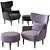 DivanOFF27 Armchair with Ottoman: Stylish Comfort for Your Space 3D model small image 1