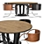 Scandinavian Leather Dining Set 3D model small image 2