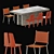 Modern Grey Dining Set 3D model small image 1