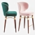 Louis Mid-Century Velvet Bar Stool 3D model small image 2