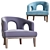 Elegant Velvet Accent Chair 3D model small image 1