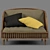 Modern Wood and Fabric Love Seat 3D model small image 1