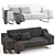Elegant Velvet Modern Sofa 3D model small image 2