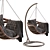 Vinotti Makadamia Brown Hanging Swing Chair 3D model small image 1