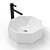 White Ceramic Sink with Mixer 3D model small image 1