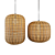 Rattan and Metal Ceiling Lamp 3D model small image 6