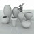 Sleek Marble Vases with Eucalyptus Branches 3D model small image 4