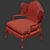 Bordeaux U Wing Chair: Luxurious Seating 3D model small image 4