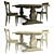 Rustic Wood Dining Table - Dark & Light Wood, Chairs Included 3D model small image 2
