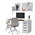 Ikea White Office Workplace Bundle 3D model small image 2
