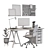 Ikea White Office Workplace Bundle 3D model small image 5