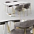 Modern Rectangular Table & Padded Chair Set 3D model small image 1