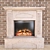 Elegant Crema Nuova Marble Fireplace 3D model small image 1