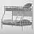 Barcelona Metal Bunk Bed with Shelf 3D model small image 4