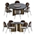 Sea Foam Dining Set: Modern Baron Chair & Round Table 3D model small image 1