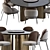 Sea Foam Dining Set: Modern Baron Chair & Round Table 3D model small image 3