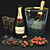 Sparkling Delight: Champagne & Strawberries 3D model small image 1