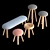 BuzziMilk: Rustic-Chic Stool Collection 3D model small image 1