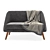 Mid-Century Modern Loveseat 3D model small image 2